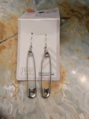 Large safety pin earrings alt goth punk dangly
